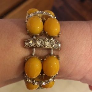 Yellow and rhinestone Banana Republic bracelet.